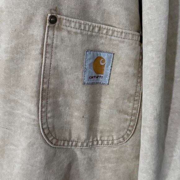 Carhartt Blanket Lined Duck Chore Coat Beige Canvas Work Jacket Mens XL - Picture 4 of 7